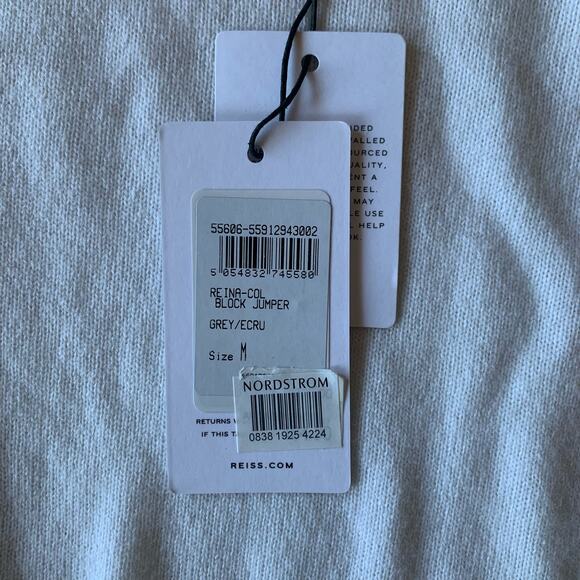 NWT women's cream and grey color block cashmere blend sweater MEDIUM - Picture 5 of 5